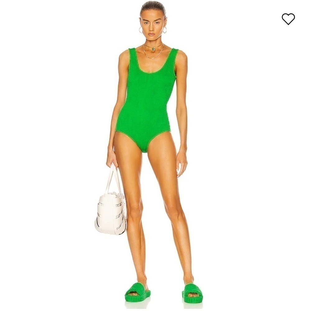 Bottega Veneta Green Crinkle One Piece Swimsuit